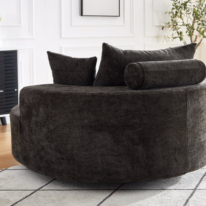 55'' Chenille Foam Single Swivel Chair dark charcoal chenille fabric HouseOfZazla accent chair on Tampa Home & Garden Store