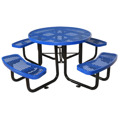 Round Outdoor Steel Picnic Table with Pole