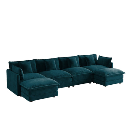 Oversized U Shape Chenille Sofa and Ottoman