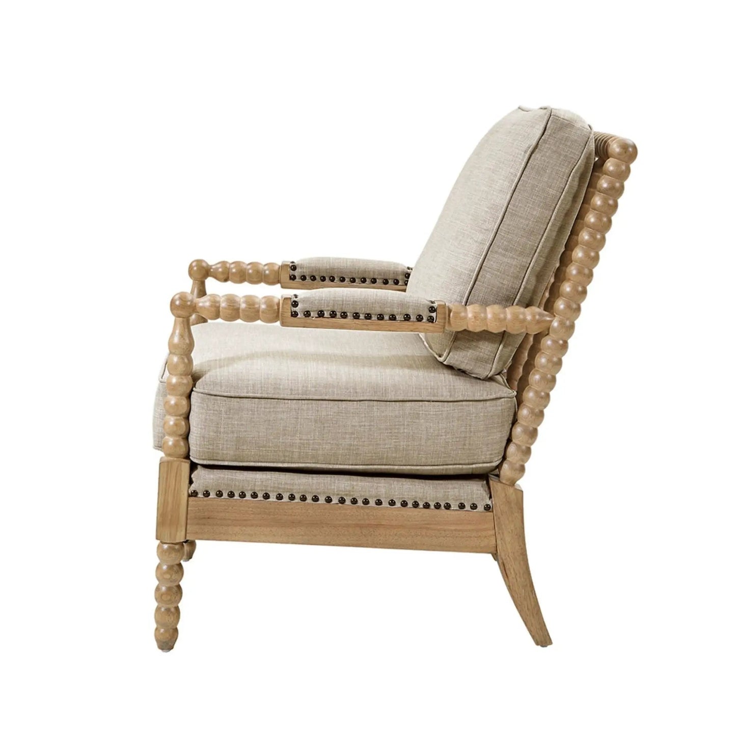 Arm Chair With Back Spindle Design and Cushions