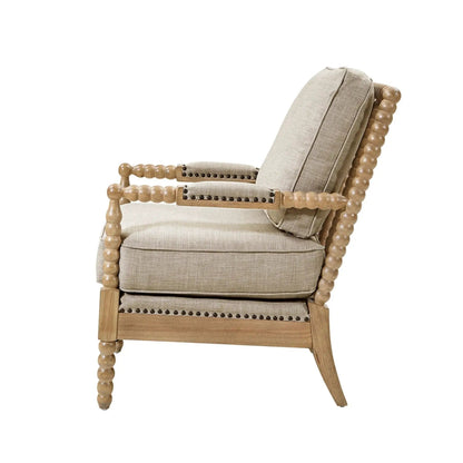Arm Chair With Back Spindle Design and Cushions