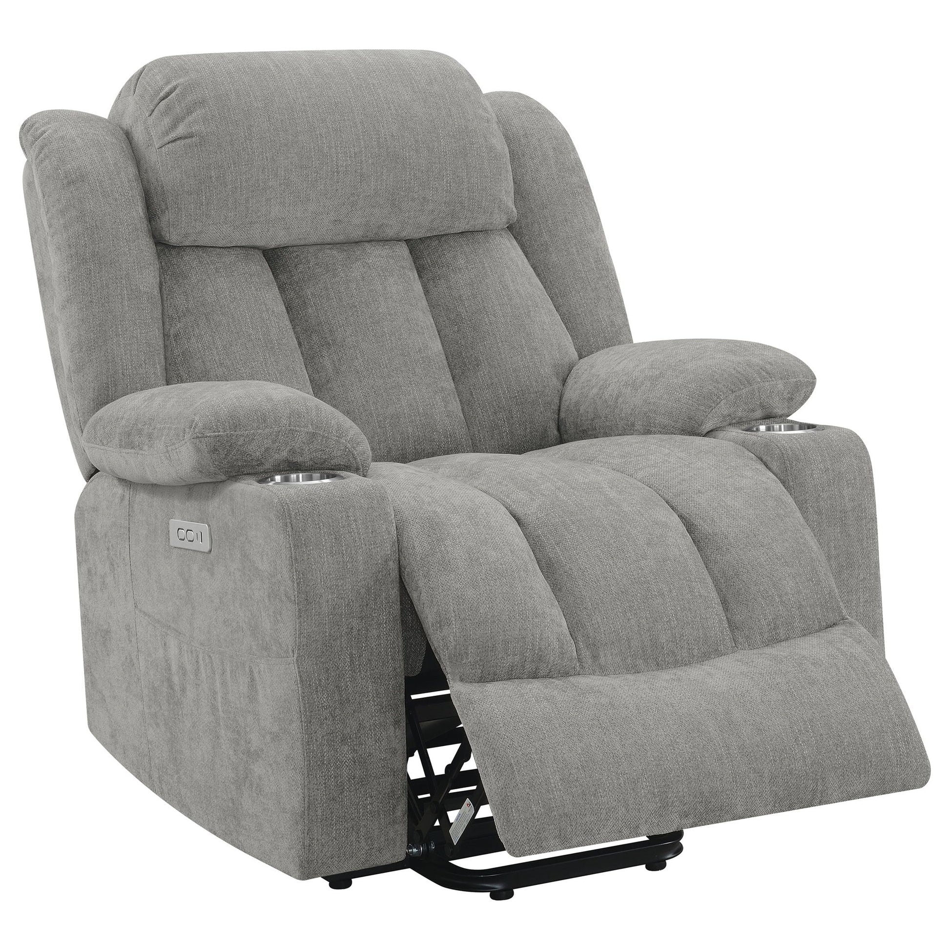 Beca power lift recliner with cupholders and USB charging in grey fabric by HouseOfZazla on Tampa Home & Garden Store