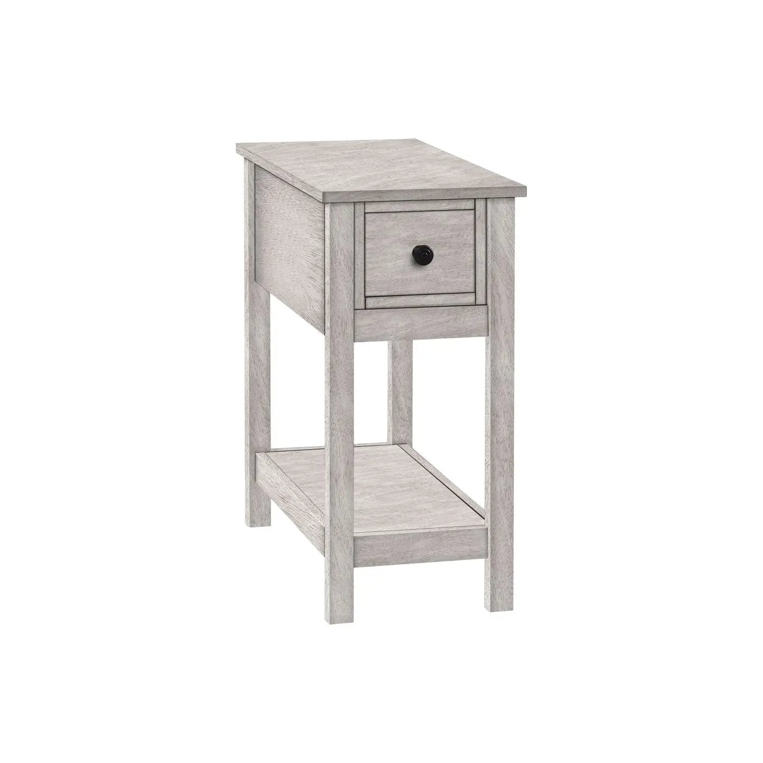 Accent End Table 2-tier narrow with drawer and shelf in gray-washed wood by Unique Piece Furniture on Tampa Home & Garden Store