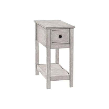 Accent End Table 2-tier narrow with drawer and shelf in gray-washed wood by Unique Piece Furniture on Tampa Home & Garden Store