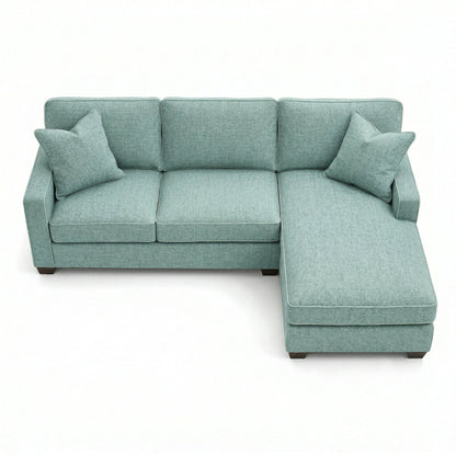 Clifford Sectional Sofa teal textured fabric with chaise and cushions USA-made on Tampa Home & Garden Store