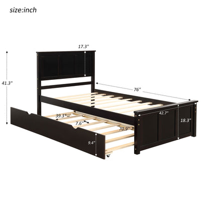 Platform bed with twin trundle in espresso finish by HouseOfZazla on Tampa Home & Garden Store