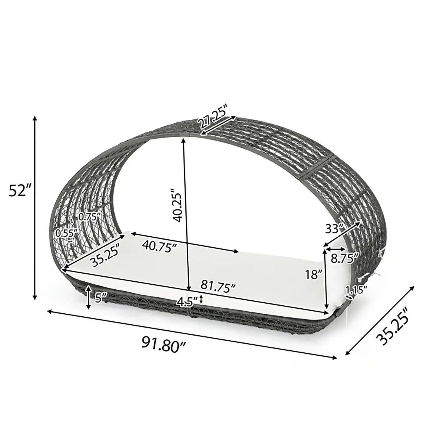 Abigal outdoor round wicker daybed with cushion, gray finish by HouseOfZazla on Tampa Home & Garden Store