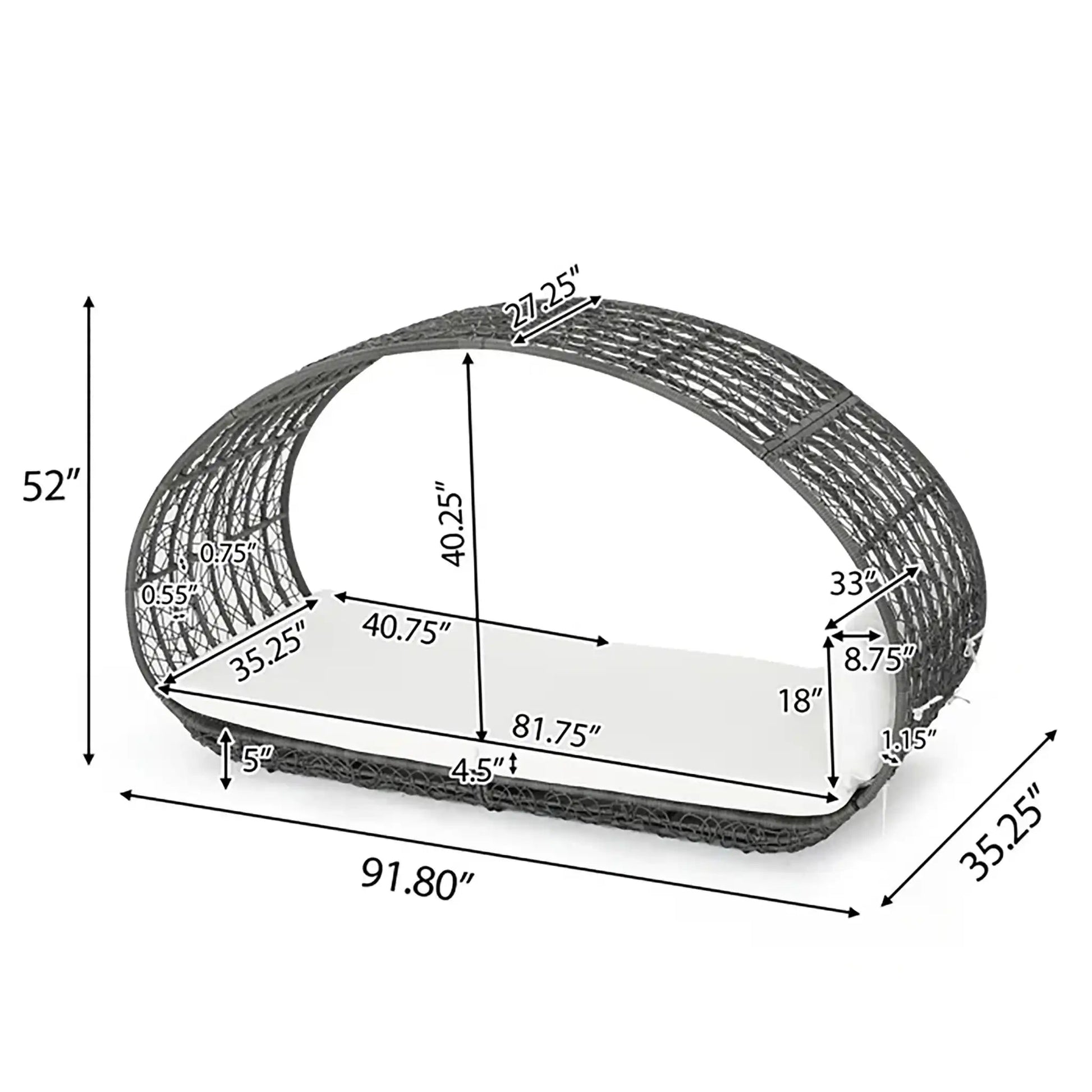 Abigal outdoor round wicker daybed with cushion, gray finish by HouseOfZazla on Tampa Home & Garden Store