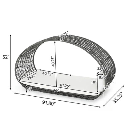 Abigal outdoor round wicker daybed with cushion, gray finish by HouseOfZazla on Tampa Home & Garden Store