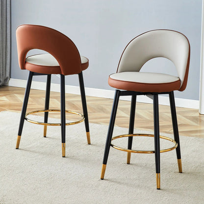 Upholstered Rotatable Bar Chair with Metal Legs