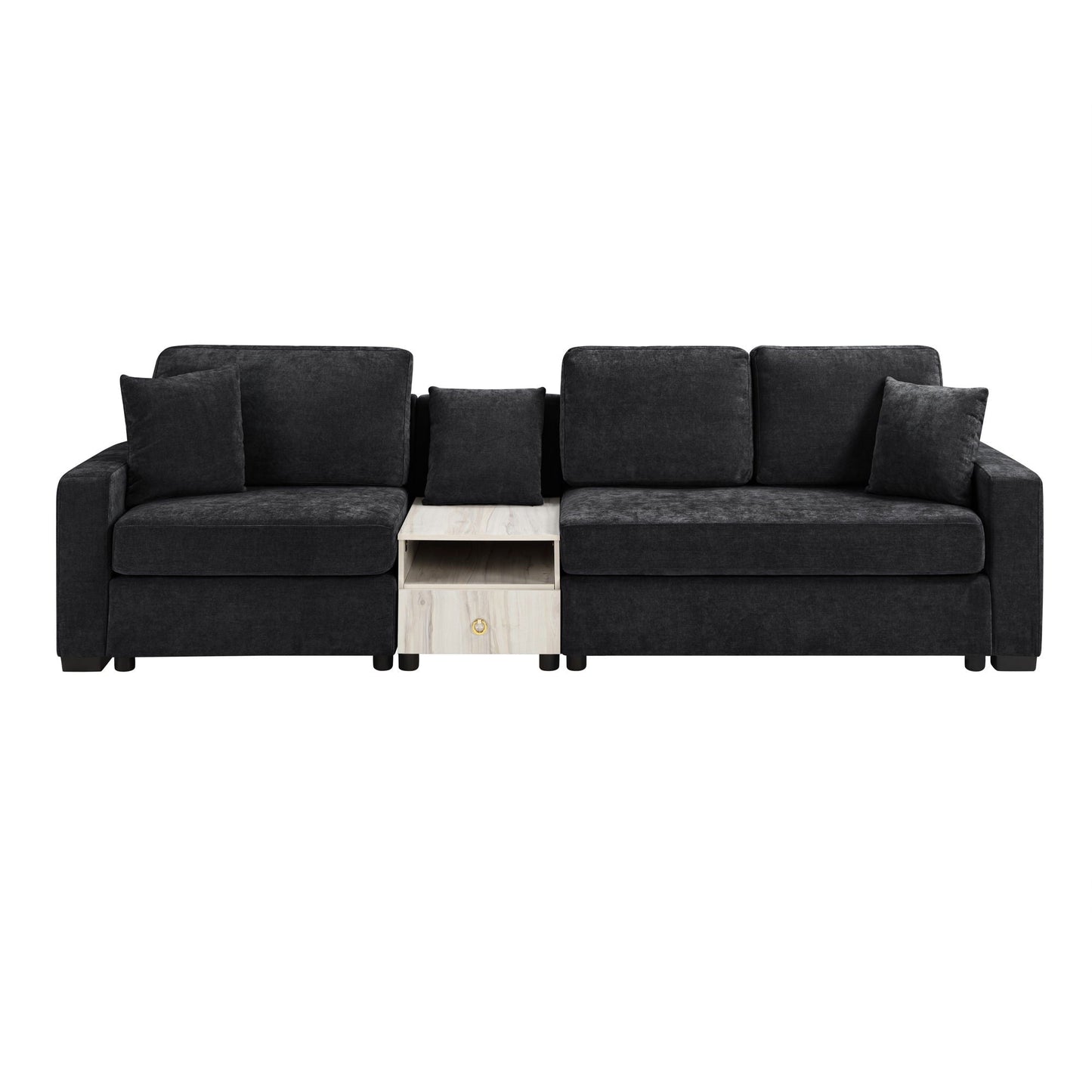 Modular sofa couch with storage armrest and center console in dark charcoal fabric HouseOfZazla on Tampa Home & Garden Store