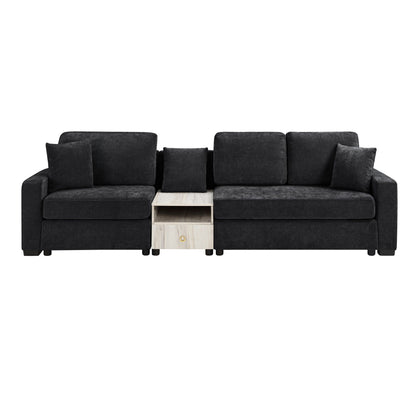 Modular sofa couch with storage armrest and center console in dark charcoal fabric HouseOfZazla on Tampa Home & Garden Store