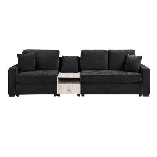 Modular sofa couch with storage armrest and center console in dark charcoal fabric HouseOfZazla on Tampa Home & Garden Store