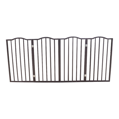 HouseOfZazla dark brown arched top freestanding folding pet gate for doorways on Tampa Home & Garden Store