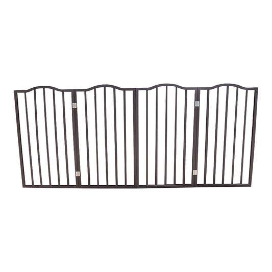 HouseOfZazla dark brown arched top freestanding folding pet gate for doorways on Tampa Home & Garden Store