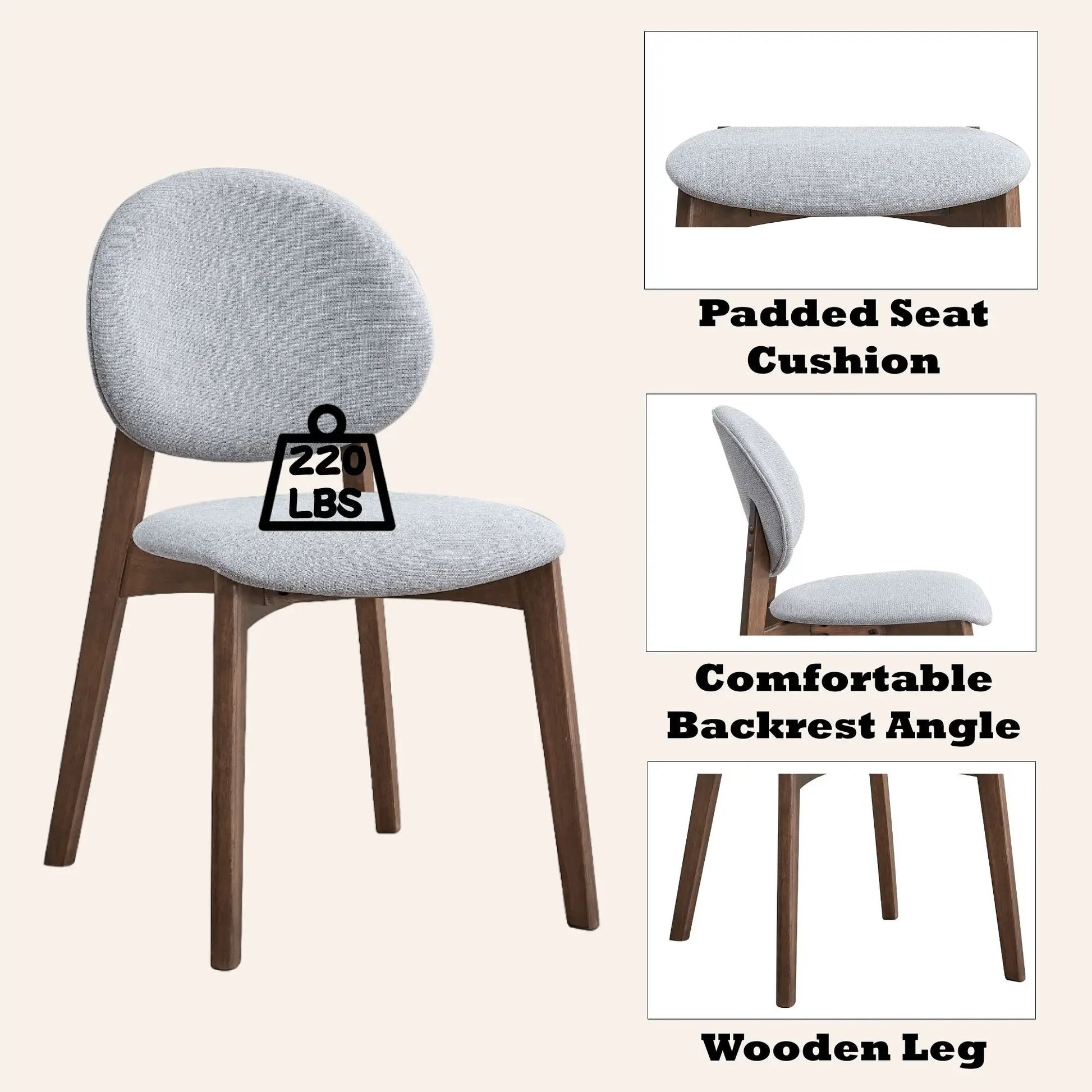 Hadasa Side Chair set of 2 in light gray upholstery with wooden legs by Unique Piece Furniture on Tampa Home & Garden Store