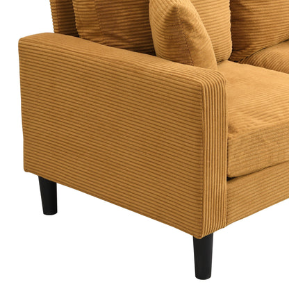 Modern Upholstered Loveseat Sofa in tan corduroy with black tapered legs on Tampa Home & Garden Store