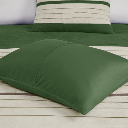 7 Pc Faux Suede Comforter Set Green Queen by HouseOfZazla, solid green suede bedding on Tampa Home & Garden Store