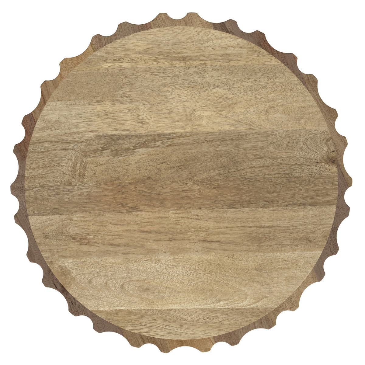Rolf side table round natural oak wood top with scalloped edge by HouseOfZazla on Tampa Home & Garden Store