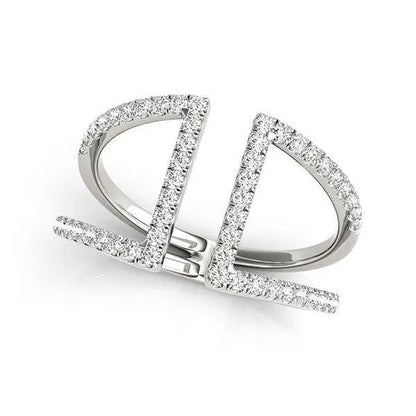 14k white gold open dual-band diamond ring with pave diamonds 1/2 cttw by Bids.com on Tampa Home & Garden Store