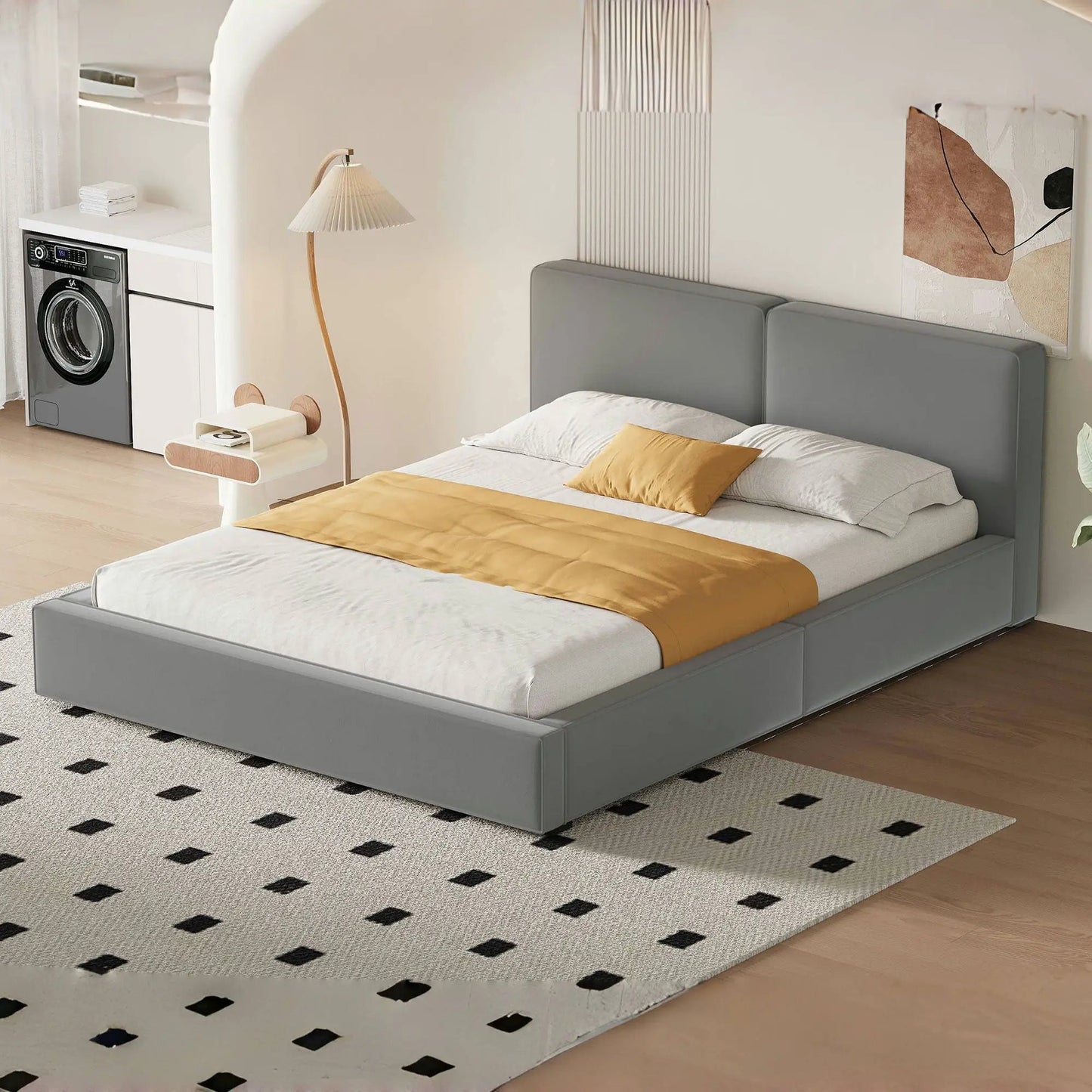Upholstered Platform Bed With Solid Frame