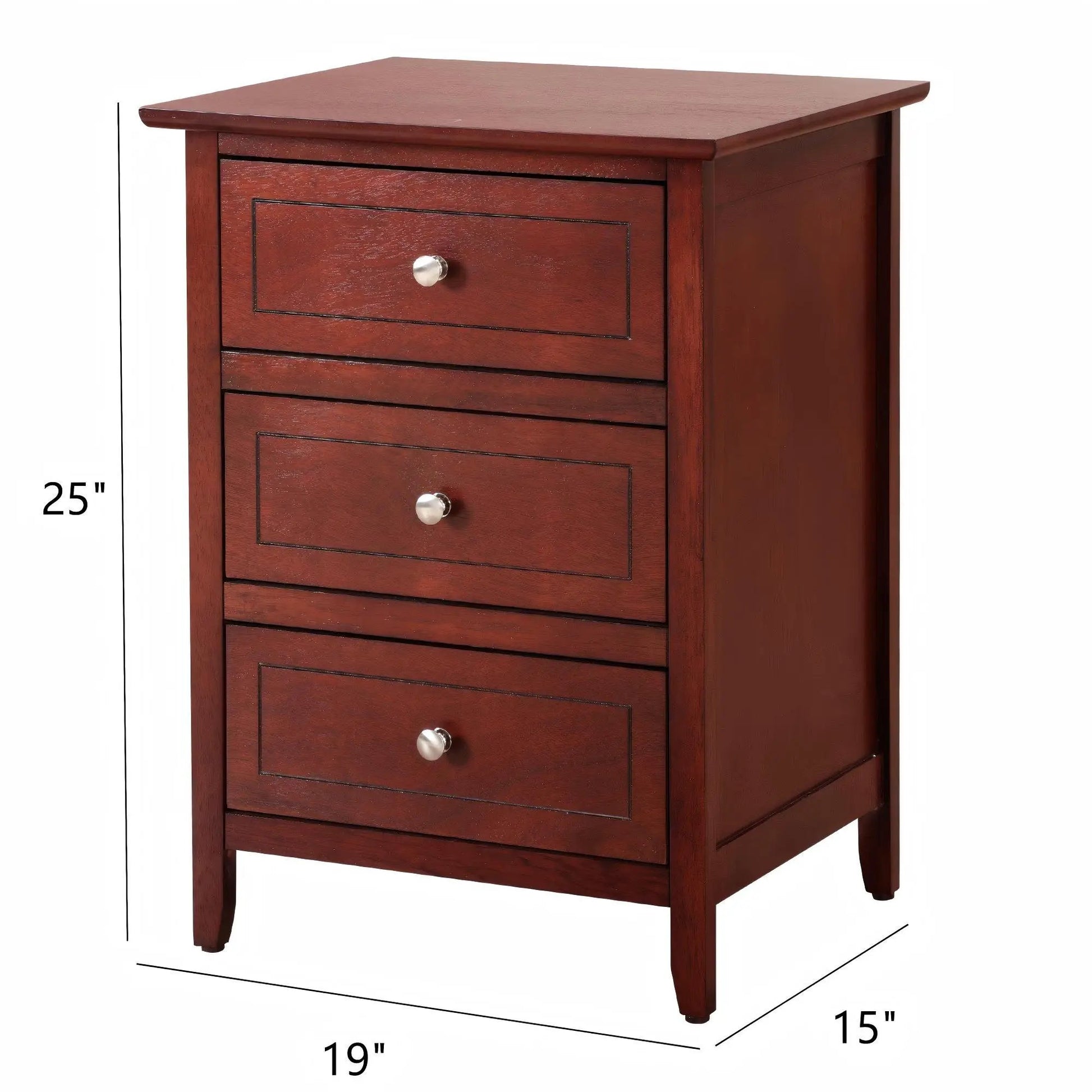 3-Drawer Dove Tailed Nightstand in dark cherry wood finish, Unique Piece Furniture Accent on Tampa Home & Garden Store