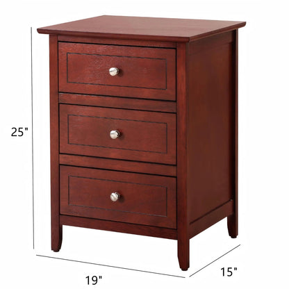 3-Drawer Dove Tailed Nightstand in dark cherry wood finish, Unique Piece Furniture Accent on Tampa Home & Garden Store