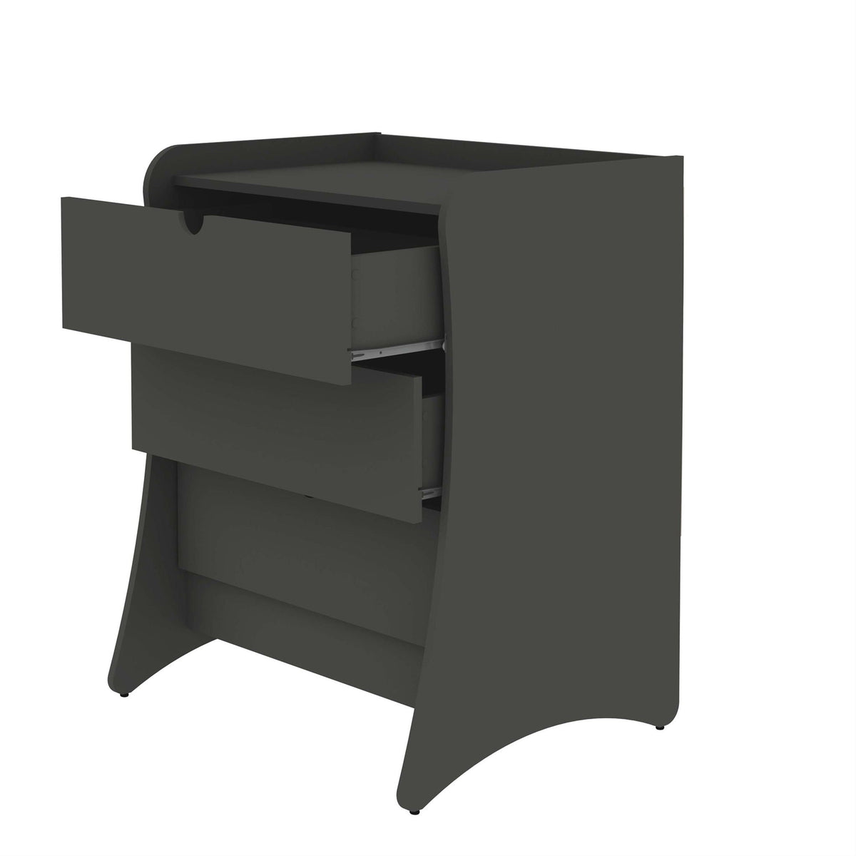 Nightstand with 3 drawers in dark gray by HouseOfZazla featuring quiet glide on Tampa Home & Garden Store