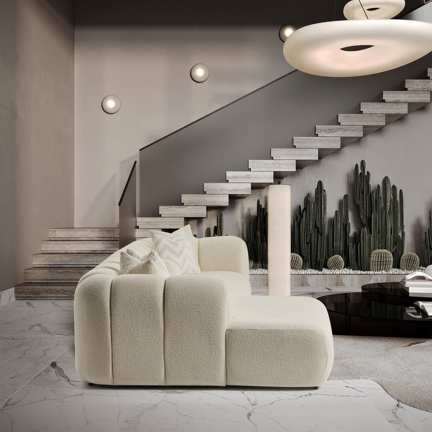 Beatrice ivory modern tufted right sectional sofa by HouseOfZazla on Tampa Home & Garden Store