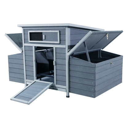 Large chicken coop outdoor hen house with dual nesting boxes, gray wood HouseOfZazla on Tampa Home & Garden Store