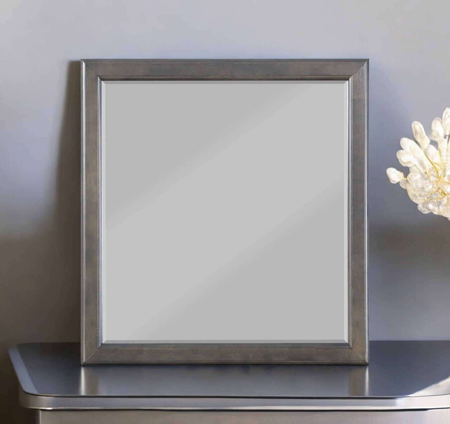 Louis Philippe Bedroom Mirror with brushed silver frame and beveled edge by HouseOfZazla on Tampa Home & Garden Store