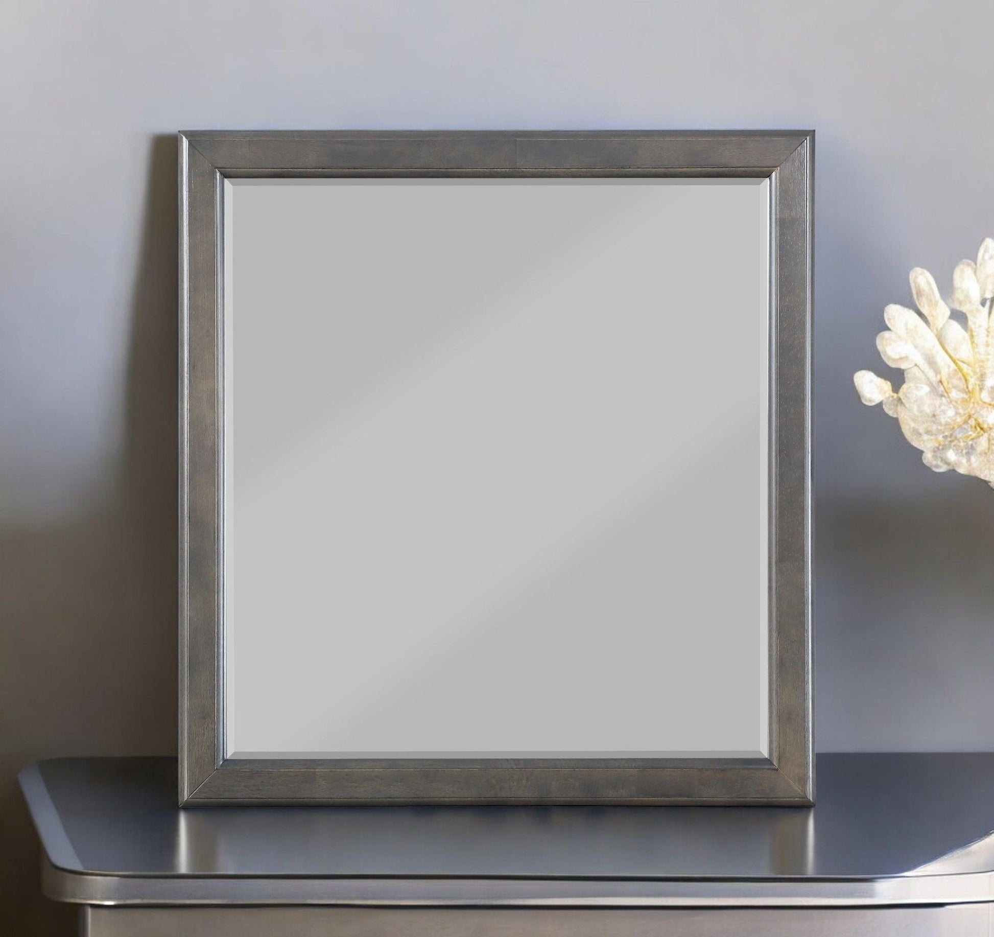 Louis Philippe Bedroom Mirror with brushed silver frame and beveled edge by HouseOfZazla on Tampa Home & Garden Store