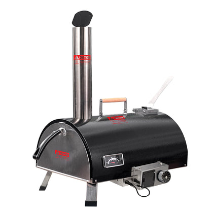 Black Pizza Oven Outdoor 12" Automatic Rotatable Pizza Ovens Portable Stainless Steel Wood Fired Pizza Oven Pizza Maker - Tampa Home & Garden Store