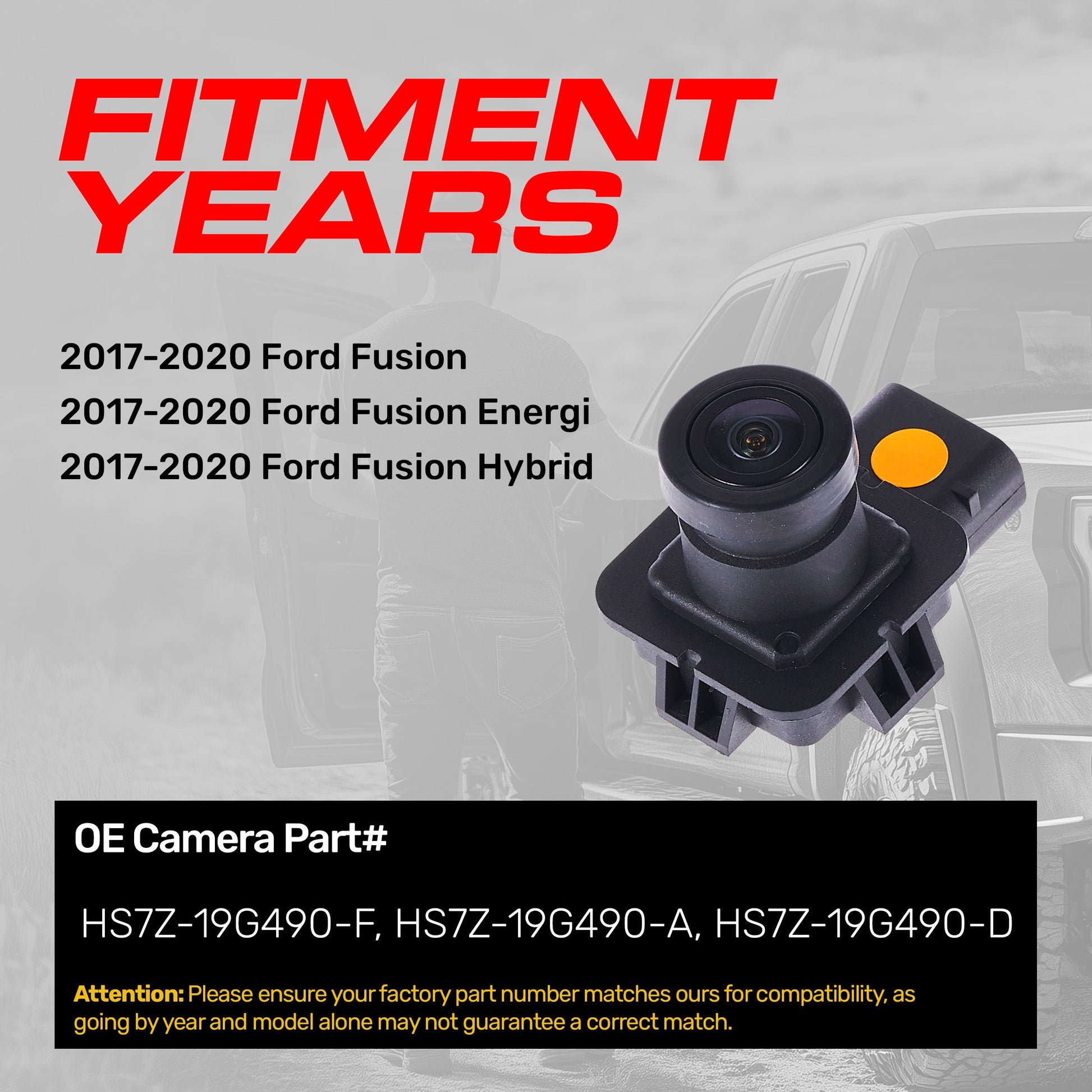 Master Tailgaters OEM backup camera for Ford Fusion 2017–2020, black housing HS7Z-19G490 on Tampa Home & Garden Store