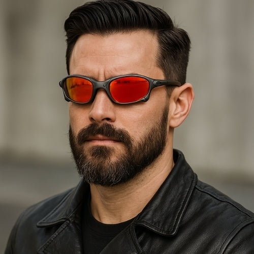 OutdoorPro Polarized Sunglasses by BikerZoneZ UV400 orange-red lenses black frame on Tampa Home & Garden Store