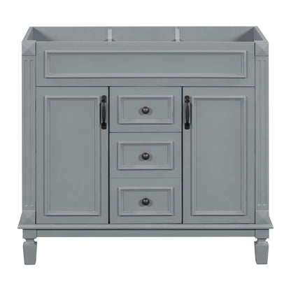 Bathroom vanity base by HouseOfZazla in gray with raised panels and soft-close drawers on Tampa Home & Garden Store
