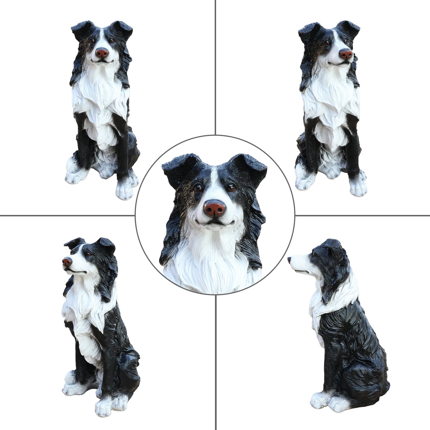 Outdoor Garden Border Collie Dog Statue Greeter set of five in black/white by HouseOfZazla on Tampa Home & Garden Store
