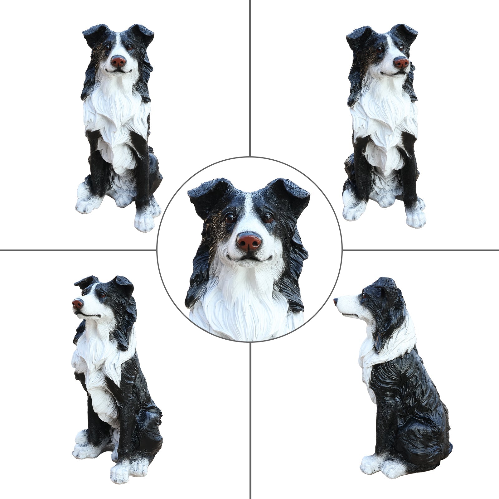 Outdoor Garden Border Collie Dog Statue Greeter set of five in black/white by HouseOfZazla on Tampa Home & Garden Store