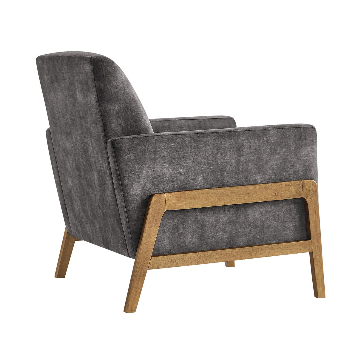 Arm chair by HouseOfZazla in dark gray upholstery with natural wood base on Tampa Home & Garden Store