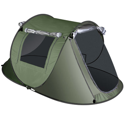 GemGear 3-4 Person Pop-Up Tent with 2 mosquito net windows, waterproof instant setup, olive green on Tampa Home & Garden Store