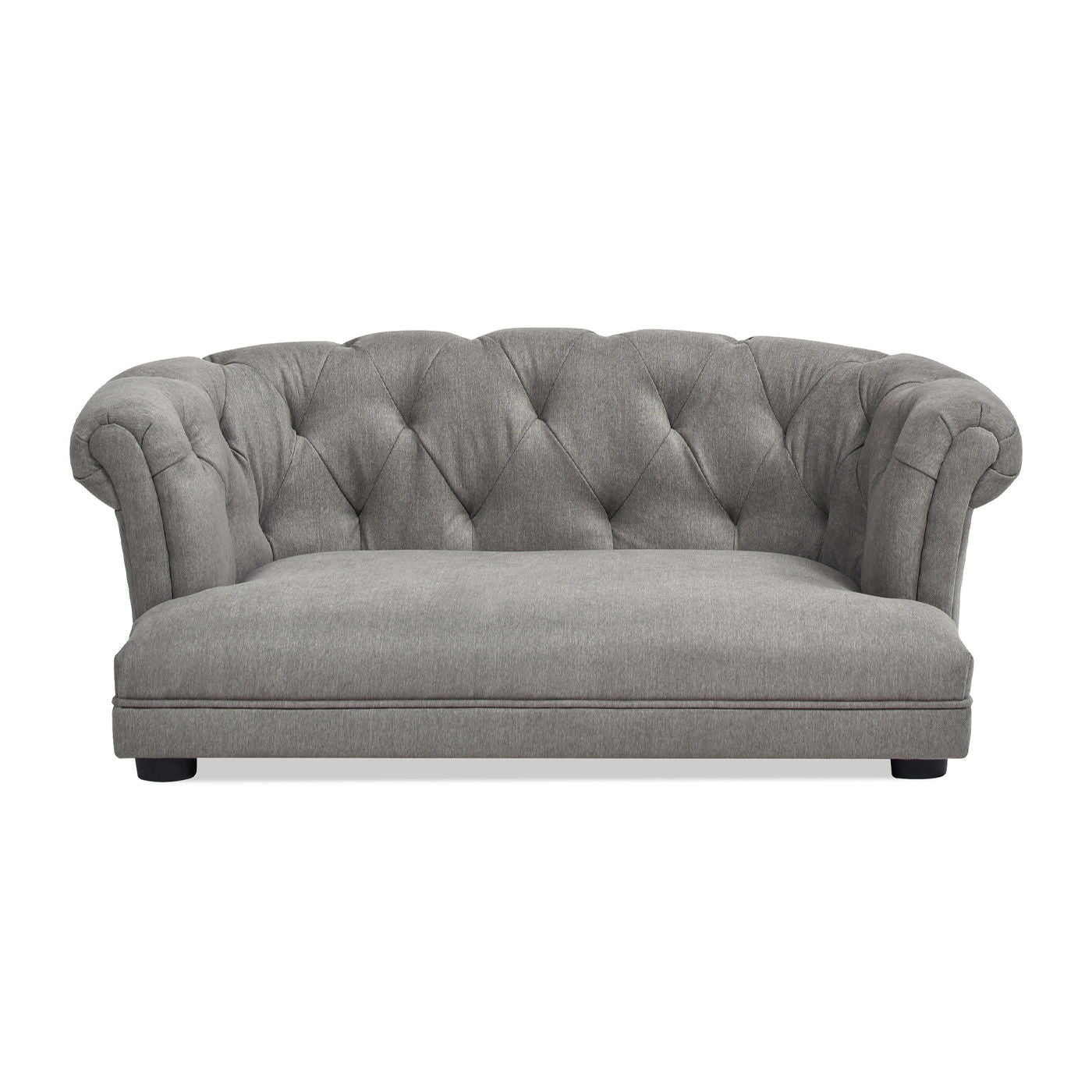Kiki Chesterfield Dog Sofa Bed gray linen, tufted back, medium by HouseOfZazla on Tampa Home & Garden Store
