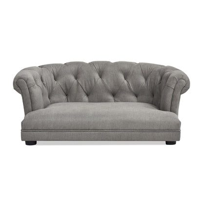 Kiki Chesterfield Dog Sofa Bed gray linen, tufted back, medium by HouseOfZazla on Tampa Home & Garden Store