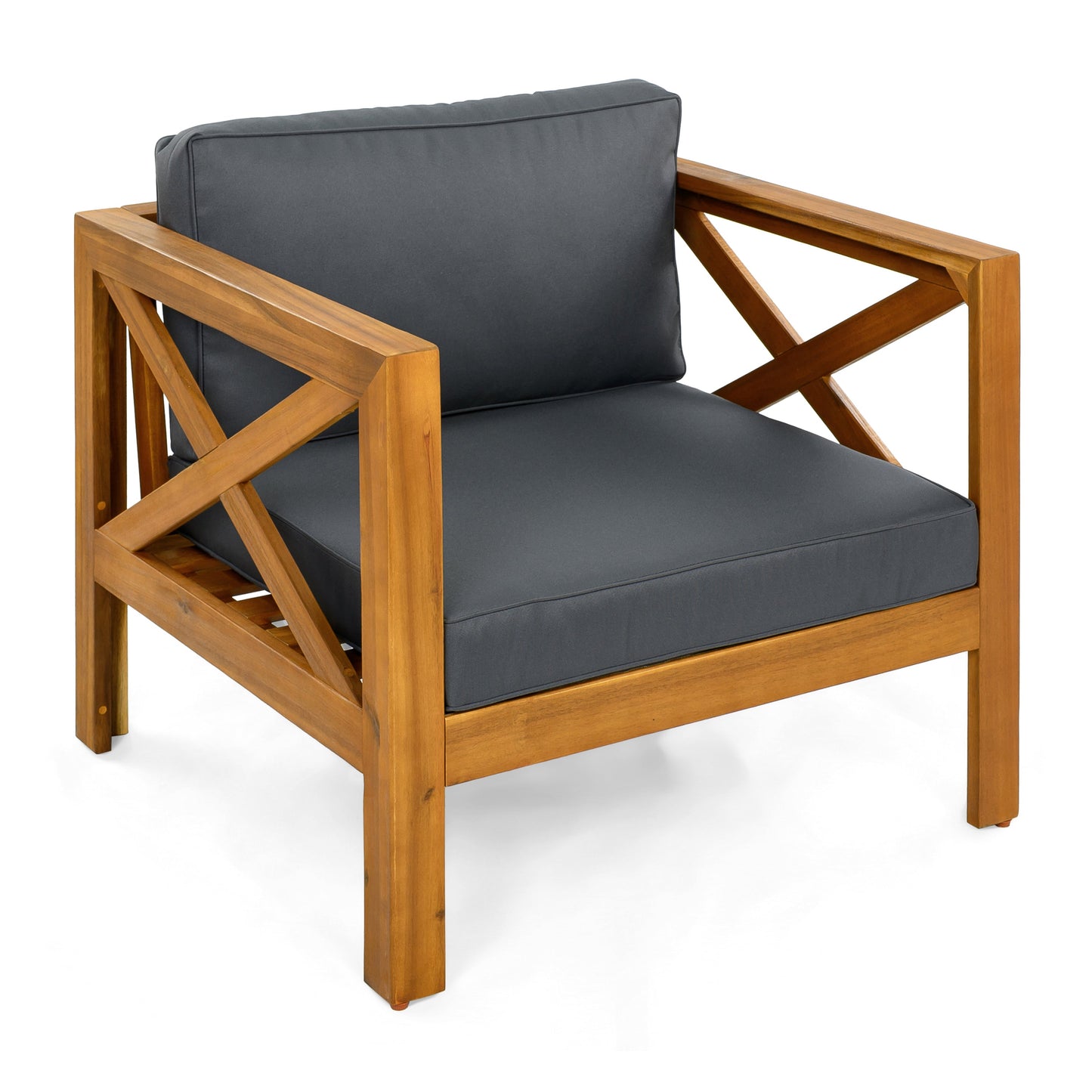 the Acacia Wood Armchair With Outdoor Cushions