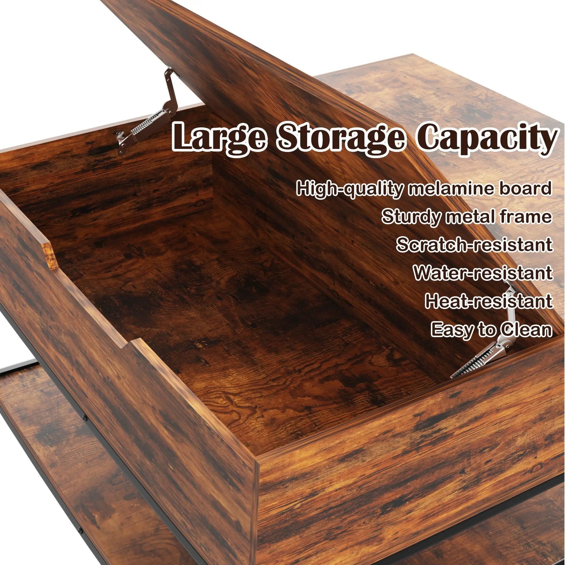Rustic flip-top coffee table with hidden storage in black/brown by Unique Piece Furniture on Tampa Home & Garden Store