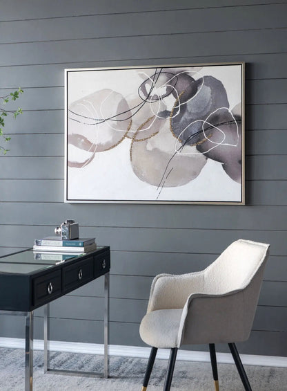 Framed print of Large Modern Oil Painting, abstract multicolor watercolor in grays on Tampa Home & Garden Store