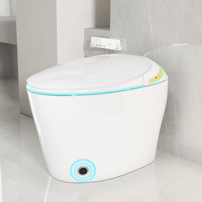 HouseOfZazla smart toilet with ceramic bidet, white glossy finish, side control panel on Tampa Home & Garden Store