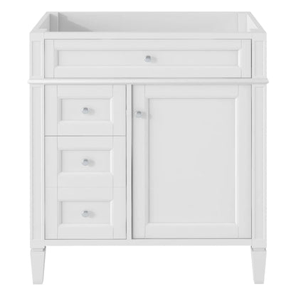 White bathroom vanity base with 2 drawers, tip-out drawer and storage cabinet on Tampa Home & Garden Store