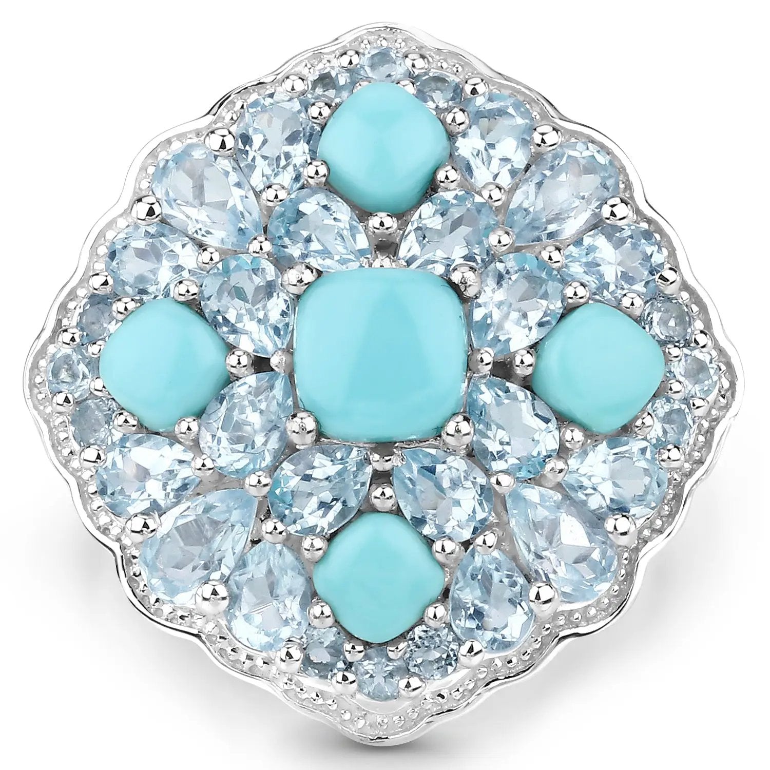 Ring with 6.18 ct turquoise and blue topaz cluster in .925 sterling silver by Bids.com on Tampa Home & Garden Store