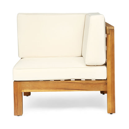 Oana 3-Piece Loveseat Set with Coffee Table acacia wood, cream cushions HouseOfZazla outdoor set on Tampa Home & Garden Store