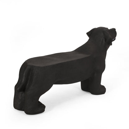MGO Dog Bench outdoor Labrador design matte black dog statue bench on Tampa Home & Garden Store